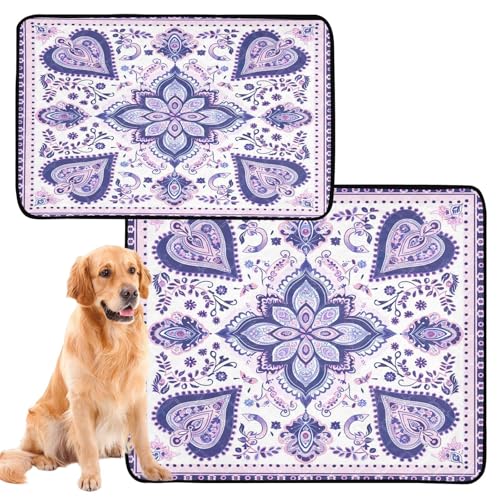 Qilmy Mandala Pet Mat, Waterproof Reusable Dog Training Pad Anti-Slip Pet Creat Pad for Small Medium Large Dogs and Cats - size: Medium+Large