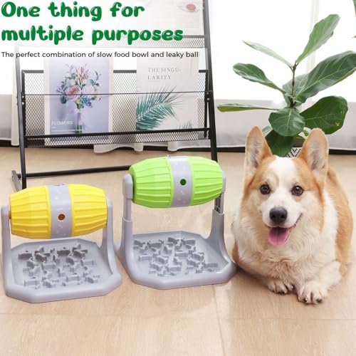 Rolling Treat Dispenser Dog Toy with Adjustable Food Opening Nonslip Base Interactive Feeding Game for Canine Enrichment Cognitive Training Dog Toy - color: Green