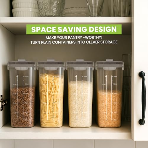 Utopia Kitchen Cereal Containers Storage Set – 3 Pack 4L(135.2 oz) Airtight Food Storage Containers with Lids, BPA-Free Cereal Dispensers for Pantry Organization and Storage (Clear) - size: 4 Liter (Pack of 3)