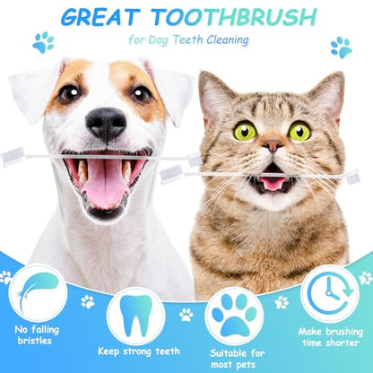 Honeydak Dog Toothbrush Bulk Dual Headed Dental Brushes Dogs Tooth Brushing Kit Long Handle Pet Tooth Brush for Puppy Large Small Cats and Most Pets Teeth Cleaning Dental Supplies(70 Pcs,White) - color: White