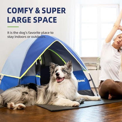 GDanes Blue Dog Tent House - Portable Indoor/Outdoor Dog Bed with Soft Pad for Large Dogs, 42 x 42 x 32 Inches - style: Blue