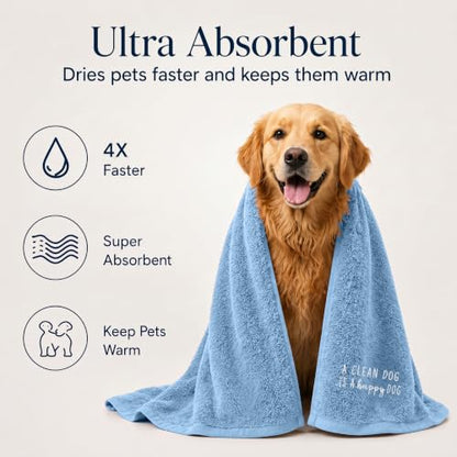 DAN RIVER Dog Towel - Pack of 1, 100% Cotton, 20x40, Ultra Soft 450 GSM, Super Absorbent & Quick Drying Towel for Dogs, Cats, and Other Pets, Riviera. - color: Riviera
