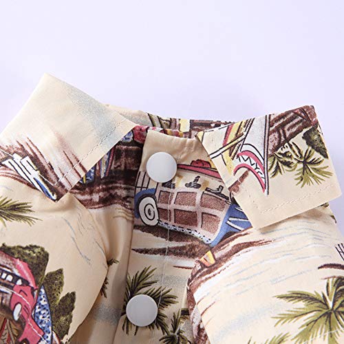 Tangpan Summer Pet Daisy Hawaiian Beach Plaid Print Shirts Clothes for Dog Beige S - color: Beige, size: Small