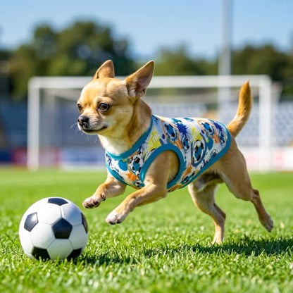CuteBone Football Dog Shirts 2-Pack Soft Pet Clothes Breathable Summer Vest for Small Puppy and Stretchy Cat Apparel 2BX23S - color: Soccer Splash, size: Small