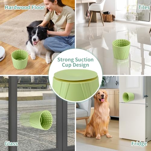 Dog Lick Bowl, Bestalk Anxiety Relief Slow Feeder Dog Lick Mat Treat Dispenser, Non-Slip Dog Licking Bowl Dog Enrichment Toys for Small Medium and Large Breed Dogs, BPA Free Silicone(Green,M-L) - color: Green, size: M-L