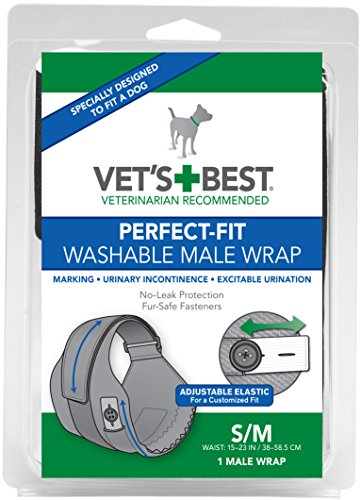 Vet's Best Washable Male Dog Diapers | Absorbent Male Wraps with Leak Protection | Excitable Urination, Incontinence, or Male Marking | Small/Medium | 1 Reusable Dog Diaper Per Pack - size: S/M