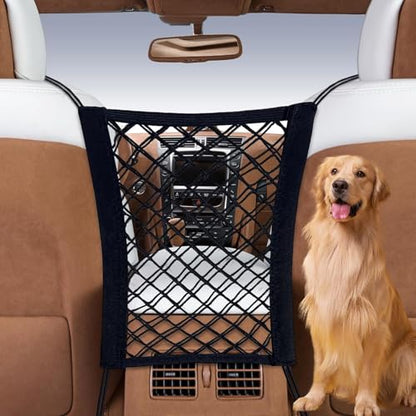 Dog Car Net Barrier Pet Barrier,Barrier of Back Seat Pet Kids,Cargo Tissue Purse Holder, Baby Stretchable Storage Bag Universal for Cars, SUVs, Vans Traveling (2-Layer) - size: 2-Layer