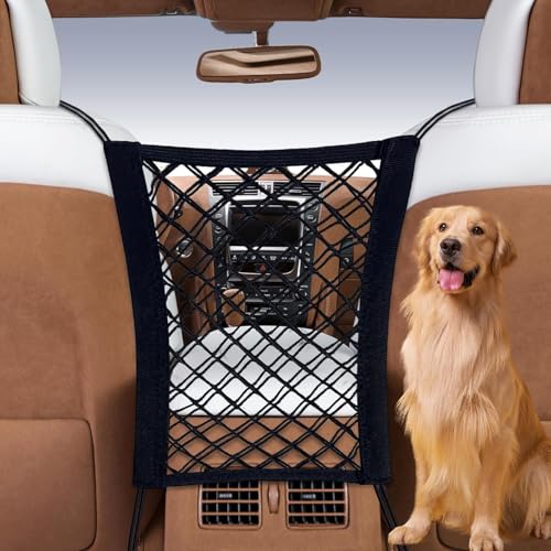 Dog Car Net Barrier Pet Barrier,Barrier of Back Seat Pet Kids,Cargo Tissue Purse Holder, Baby Stretchable Storage Bag Universal for Cars, SUVs, Vans Traveling (2-Layer) - size: 2-Layer