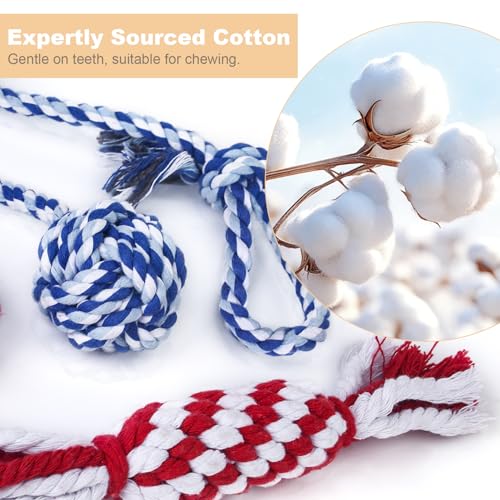 Depets Dog Rope Toys for Small Dogs, 4-Pack Durable Puppy Rope Chew Toys for Teething, Puppy Tug of War Interactive Toy, Washable Knot Dog Toy for Dental Care & Anxiety Relief