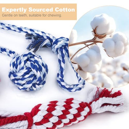 Depets Dog Rope Toys for Small Dogs, 4-Pack Durable Puppy Rope Chew Toys for Teething, Puppy Tug of War Interactive Toy, Washable Knot Dog Toy for Dental Care & Anxiety Relief