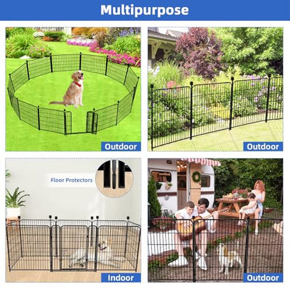 ADAVIN Metal Garden Fence with Gate, 36 in(H) 10 Panels Heavy Duty Iron Animal Barrier Fence, Indoor or Outdoor Dog Playpen, Portable Fencing, No Dig Garden Border Fencing for Yard. Total 22.1 FT(L) - size: 10panels-36in(H)×22.1ft(L)
