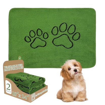 Homimp Washable Pee Pads for Dogs, 2 Pack Super Absorbent Reusable Puppy Pads, Green Long Wool Fake Grass for Potty Training, Upgrade Non-Slip and Leak-Proof,Floor, Couch, Bed, and Crate,Green 18"×24" - size: 18"x24"(Pack of 2)