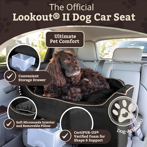 Snoozer Luxury Lookout Pet Car Seat, Large Luxury II, Black with Herringbone - color: Black with Herringbone, size: Large