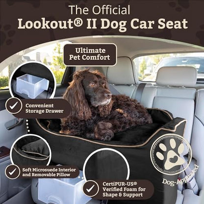 Snoozer Luxury Lookout Pet Car Seat, Large Luxury II, Black with Herringbone - color: Black with Herringbone, size: Large