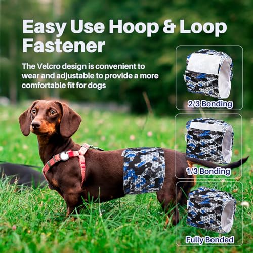 Pet Soft Dog Diapers Male, 5 Pack Male Dog Belly Bands, High Absorbing Washable Males Dog Wraps for Doggie Puppy(Camo, L) - size: L