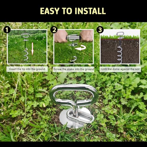 【90 Day Guarantee】 Heavy Duty Dog Tie Out Stake, No Break Dog Stake for All Dogs, Pet Anchor Yard Stake for Cable Beach Ground Outdoor Garden Sand