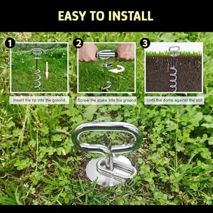 【90 Day Guarantee】 Heavy Duty Dog Tie Out Stake, No Break Dog Stake for All Dogs, Pet Anchor Yard Stake for Cable Beach Ground Outdoor Garden Sand