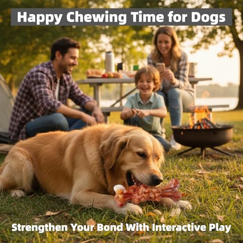 Dog Chew Toys for Large Medium Breeds, Dog Toys for Teeth Cleaning and Training, Toys for Aggressive Chewers, 3 Pack Bacon Flavored Tough Nylon Chew Bones to Keep Them Busy
