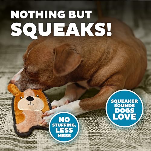 Outward Hound Durablez Tough Plush Squeaky Dog Toy, Puppy, Brown, XS - color: Puppy, size: X-Small