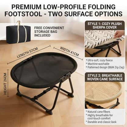 Elevated Dog Bed for Small Medium Dogs & Cats, Foldable Portable Pet Cot with 2 Interchangeable Covers & Storage Bag, Raised Indoor Outdoor Hammock, 22.4", Oval