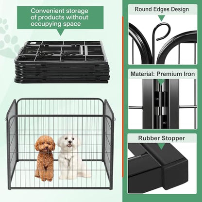 FDW Dog Playpen Kennel - 4 Panels, 24 Inch Height, Indoor/Outdoor Folding Metal Portable Puppy Exercise Pen, Heavy Duty Dog Fence for Yard, Camping - Black - style: 4 Panels
