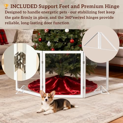 Extra Wide Clear Dog Gate 24" Tall Clear Acrylic Freestanding Dog gate Transparent Pet Gate for Doorways Stairs 3 Panel(55"-70" W) - size: 24"H x 72"W (3 Panels x 24"W Each)