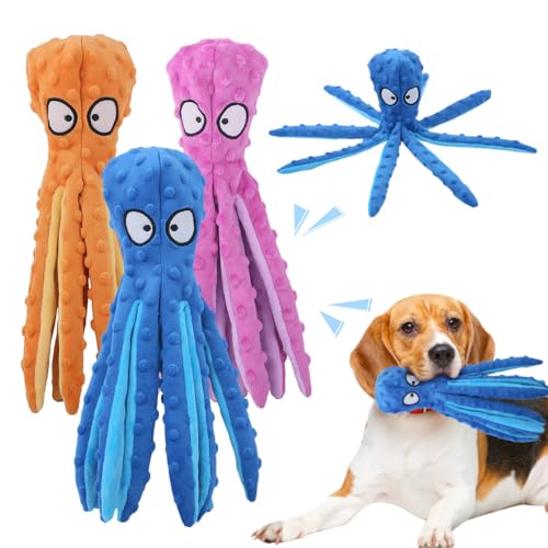 AprYew Octopus Dog Toys, No Stuffing Crinkle Dog Toys for Aggressive Chewers, Durable Interactive Chew Toys for Small, Medium and Large Dogs Training and Reduce Boredom (3PCS) - color: 3PCS