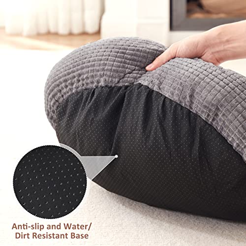MIXJOY Small Dog Bed Cat Bed with Blanket Attached, Round Hooded Cozy Dog Cave Beds for Small Dogs, Soft Plush Cuddler Puppy Pet Bed, Anti-Slip Bottom, 23inch - size: 23.0"L x 23.0"W x 6.0"Th
