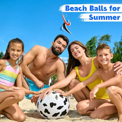 6 Pcs 12 Inch Inflatable Cow Print Beach Balls for Kids Farm Animal Birthday Party Favor Decorations Pool Toy PVC Beach Ball - style: Cow