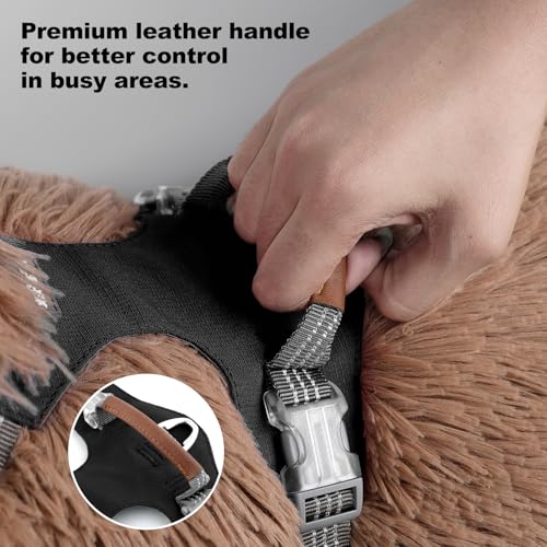 No Pull Dog Harness – Adjustable Reflective Nylon Vest for Small Medium Large Dogs, Escape Proof Training Harness with Leather Control Handle, Lightweight Aluminum Hardware (Black, L) - color: Black, size: L