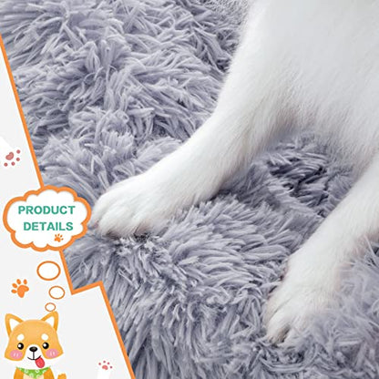 NOYAL Calming Dog Bed Donut Anti Anxiety Fluffy Dog Bed for Small Medium Dog and Cat - color: Light gray, size: Large 27.5''