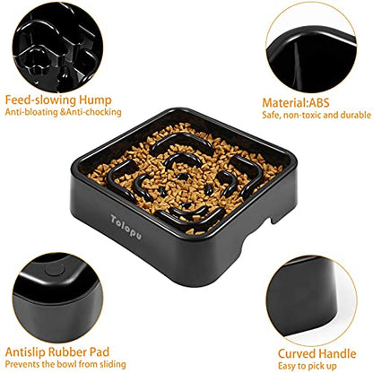 Extra-Large Durable ABS Large Slow Feeder Dog Bowls(10 Cups Capacity) Stop Bloat Bowl Anti-Choking &Anti-Gulping & Fun Feeding Bowl (Large, Black)