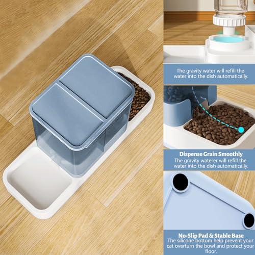 Yummy Sam Automatic Small Pet Feeder and Water Dispenser, 2 in 1 Gravity Cat Auto Pet Feeder and Waterer Set Feeder Dish for Small Medium Pets Dog Puppy Kitten (Blue) - color: Blue