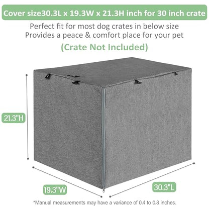X-ZONE PET Double Door Dog Crate Cover - Polyester Pet Kennel Cover Fits 30 inches Wire Crate Grey - color: Grey, size: 30.0"L x 19.0"W x 21.0"H