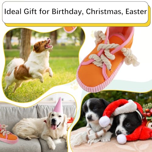 vocheer Dog Chew Toy, Dog Toys to Keep Them Busy Durable Teething Shoe Interactive Squeaky Puppy Toy,Small,Medium Breze, Machine Washable, Orange - color: 11cm orange