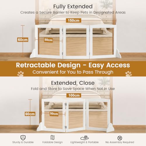Snughome Clear Freestanding Dog Gate Indoor, 23.62’’H Acrylic Transparent Pet Gate for Dogs & Puppies, Foldable No Drill Pet Barrier, Adjustable Room Divider Fence for Doorway, Stairs, 3 Panel - size: 3 Panel-23.62" H