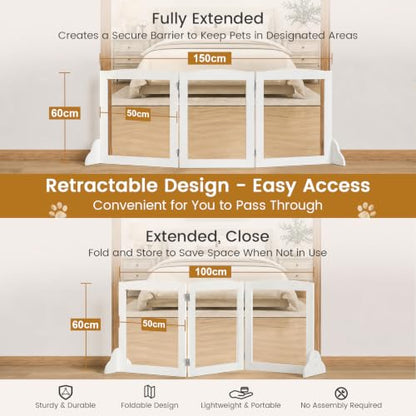 Snughome Clear Freestanding Dog Gate Indoor, 23.62’’H Acrylic Transparent Pet Gate for Dogs & Puppies, Foldable No Drill Pet Barrier, Adjustable Room Divider Fence for Doorway, Stairs, 3 Panel - size: 3 Panel-23.62" H