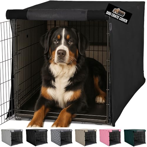 GORILLA GRIP Dog Crate Covers Compatible with Amazon Basics Dog Crates, All Sides Open, Privacy Cover Fits 48" Wire Kennel, Breathable Mesh Windows, Light Reducing Puppy Training Cage Topper, Black - color: Black, size: 48" X 30" X 33"