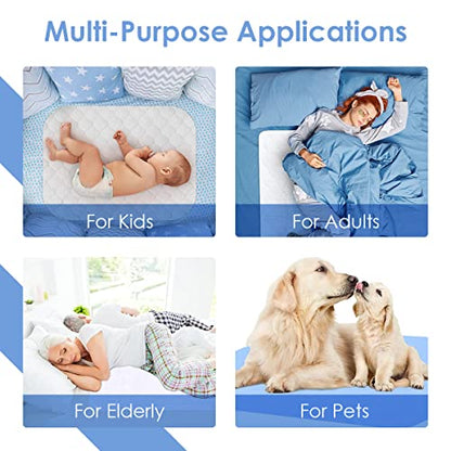 Incontinence Bed Pads Washable Waterproof 34x36 Inches Pack of 4 - Washable Pee Pads for Beds for Incontinence Adults, Kids & Pets - Waterproof Pad, Reusable Bed & Underpads - size: 34x36 Inches - PK 4