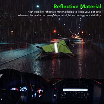 Dog Raincoat Hooded - Adjustable Lightweight Pet Slicker Poncho Rain Coat, Safety Reflective Dog Rain Jacket Raincoats with Leash Hole for Small, Medium, Large Dogs (Medium, Green) - color: Green, size: Medium
