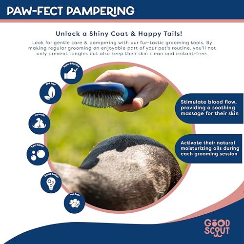 Good Scout Soft Steel Tip Brush, Best Deshedding Tool for Dogs & Cats, Gentle, Safe & Effective Pet Grooming Tool for Long & Short Haired Animals - style: Single Side Brush