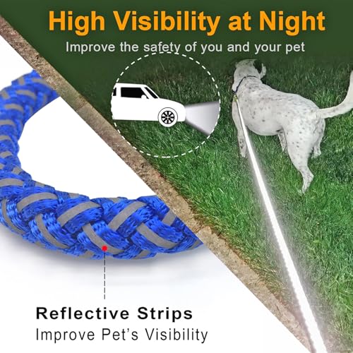 2/3/4/6/10 Foot Reflective Dog Leash Heavy Duty Strong Nylon Rope Braided for Large Medium Small Dogs Walking Training Leads (Blue, 6ft * 1/2") - color: Blue, size: 6ft * 1/2"