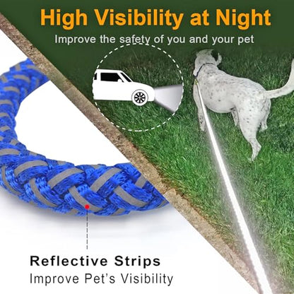 2/3/4/6/10 Foot Reflective Dog Leash Heavy Duty Strong Nylon Rope Braided for Large Medium Small Dogs Walking Training Leads (Blue, 6ft * 1/2") - color: Blue, size: 6ft * 1/2"