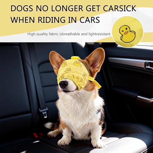 NACOCO Dog Calming Cap Eye Mask Ducks Nylon Shading Pet Anxiety Mask Muzzle for Grooming Anti Car Sickness (Yellow, M) - color: Yellow Duck, size: M