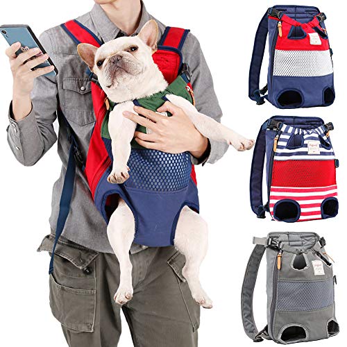 Dog Backpack Carrier Small Dog Backpack, Pet Dog Front Backpack Legs Out Dog Chest Carrier for Small Dogs, Cat Backpack Carrier Dogs Travel Back Pack Hands-Free Hiking Bike Motorcycle (Size:11–19 lbs) - color: Green/Blue