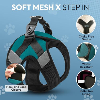 Gooby Soft Mesh X Step in Dog Harness - Turquoise, Small - color: Turquoise, size: Small