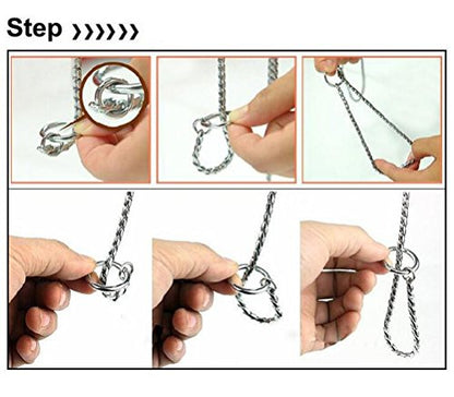 SGODA Silver Dog Chain Collar Choke Pet Training Snake Collar with Heavy Links, 16 in, 3 mm - color: Silver