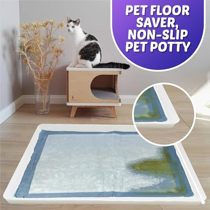 TidyFriend Reusable Silicone Dog Training Tray for 27.5” x 44” Pads, Washable Puppy Potty Station, No-Spill Heavy Duty Pee Pad Holder for Dogs - Easy to Clean & Travel Friendly (White) - color: White
