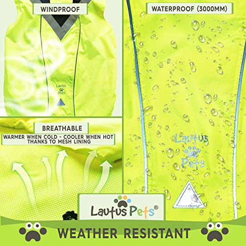 Waterproof Dog Rain Coat, Reflective Safety Strips & Leash Hole – Lightweight Adjustable Jacket for Medium Breeds - S, Yellow - color: Yellow, size: Small