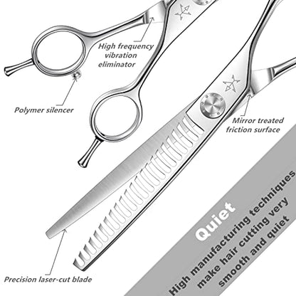 High-end Professional Dog Grooming Thinning Scissors Teeth Blending Shears Pet Texturizing Thinner Blender Shears 7 Inch Extremely Sharp Stainless Steel Alloy For Cat Horse And Other Animals - style: 7inch Thinning